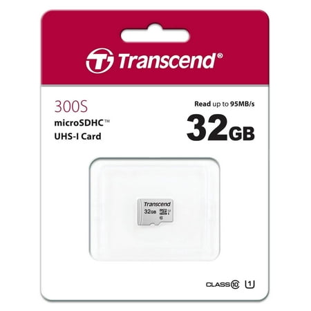 Transcend 32GB MicroSDHC 300s Class 10 UHS-1 Memory Card up to 95MB