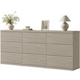 thumbnail image 3 of SICOTAS 33.7" Tall 3 Drawer Nightstand Dresser for Bedroom, Modern Fluted Small Chest of Drawers with Slide Rails, Wood Modular Storage Cabinet Set of 3, End Table for Living Room, Light Grey Alder, 3 of 8