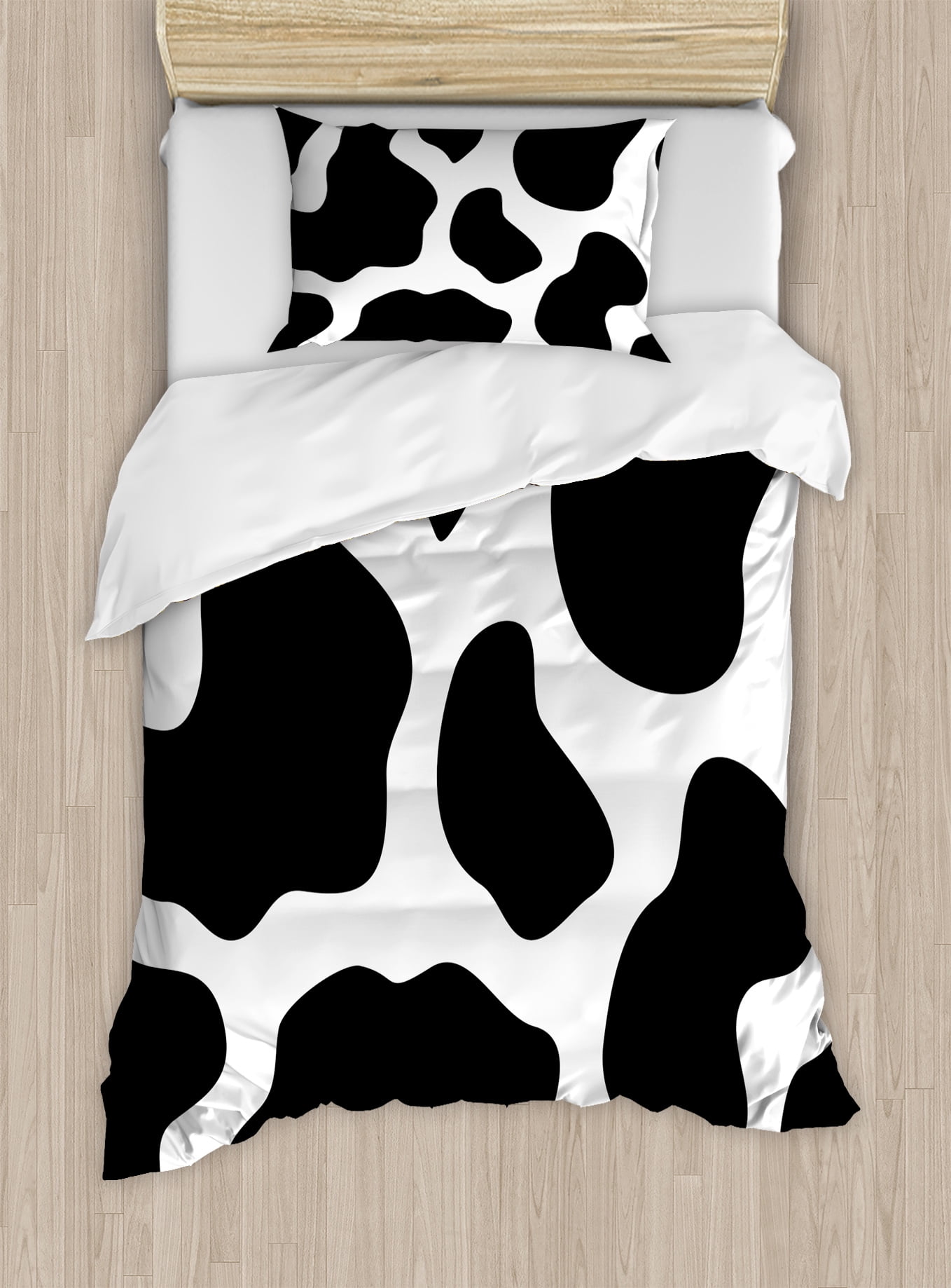 Cow Print Duvet Cover Set, Hide of a Cow with Black Spots ...