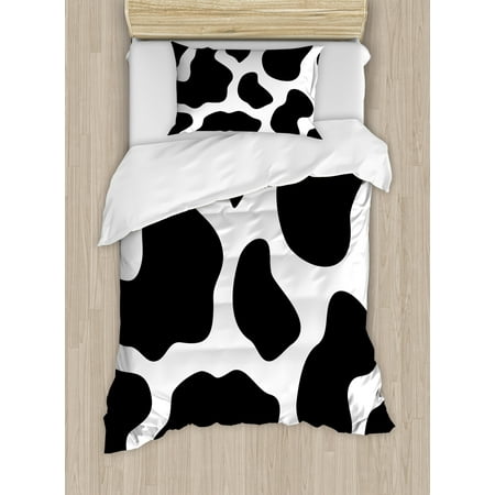 Cow Print Duvet Cover Set Hide Of A Cow With Black Spots Abstract