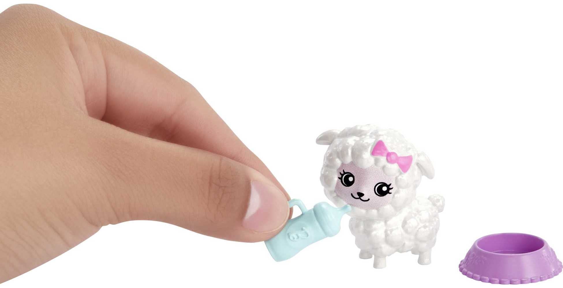 Barbie Skipper Doll with Fantasy Look, 2 Baby Lambs, Nurturing Accessories, Stroller and Crib
