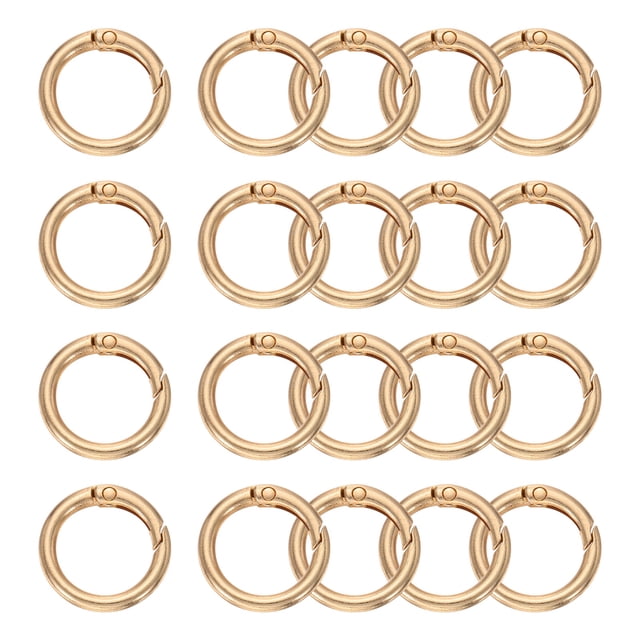 Uxcell Metal Spring O Ring, Clips de Carabineros, Hebillas de Llaveros 24mm / 0.94 pulgadas & 20 Pcs & Dorado
