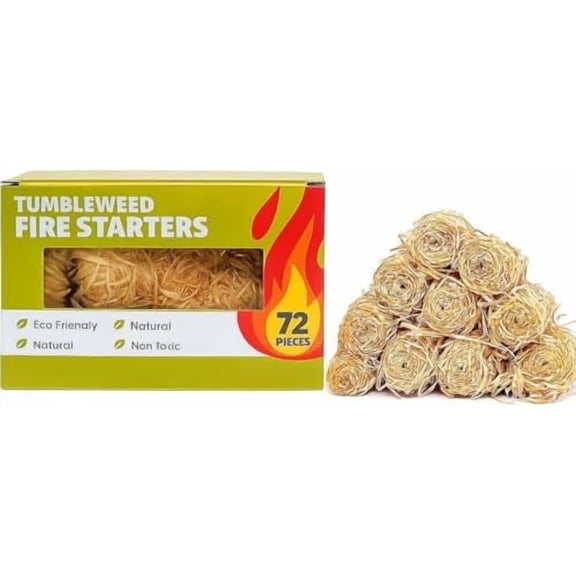 Tumbleweed Fire Starters – 72 Eco-Friendly, Waterproof Starters for Campfire, Fireplace, BBQ, Grill, Wood Stove – Long Burning, Natural Wax & Wood Shavings – No Odor, Chemical-Free