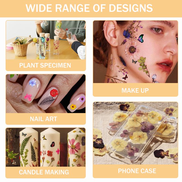 Kit de hojas y flores secas prensadas reales adecuado para fundas de teléfono de resina Nail Art Wdftyju Para estrenar