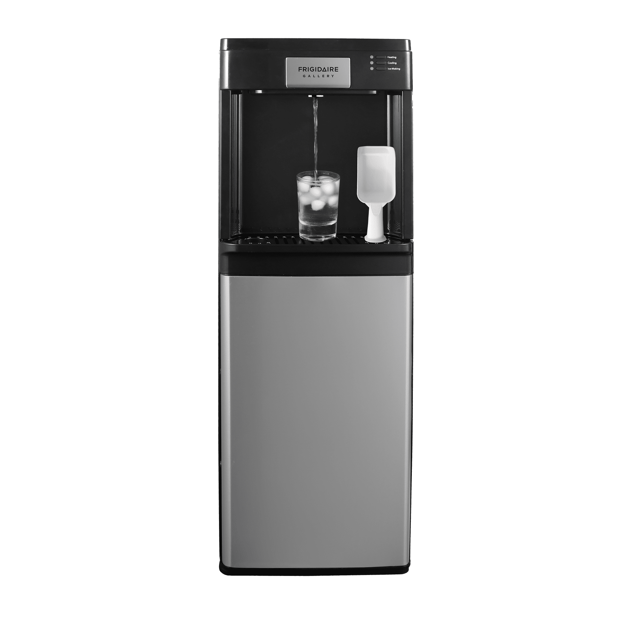 Frigidaire 3-in-1 Bottom Load Hot/Cold Water Cooler with Built-in Bullet Ice Maker, Stainless Steel