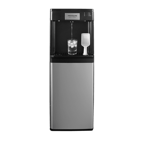 Frigidaire Hot/Cold Water Cooler, Bottom Load, Built-In Bullet Ice Maker, Stainless Steel