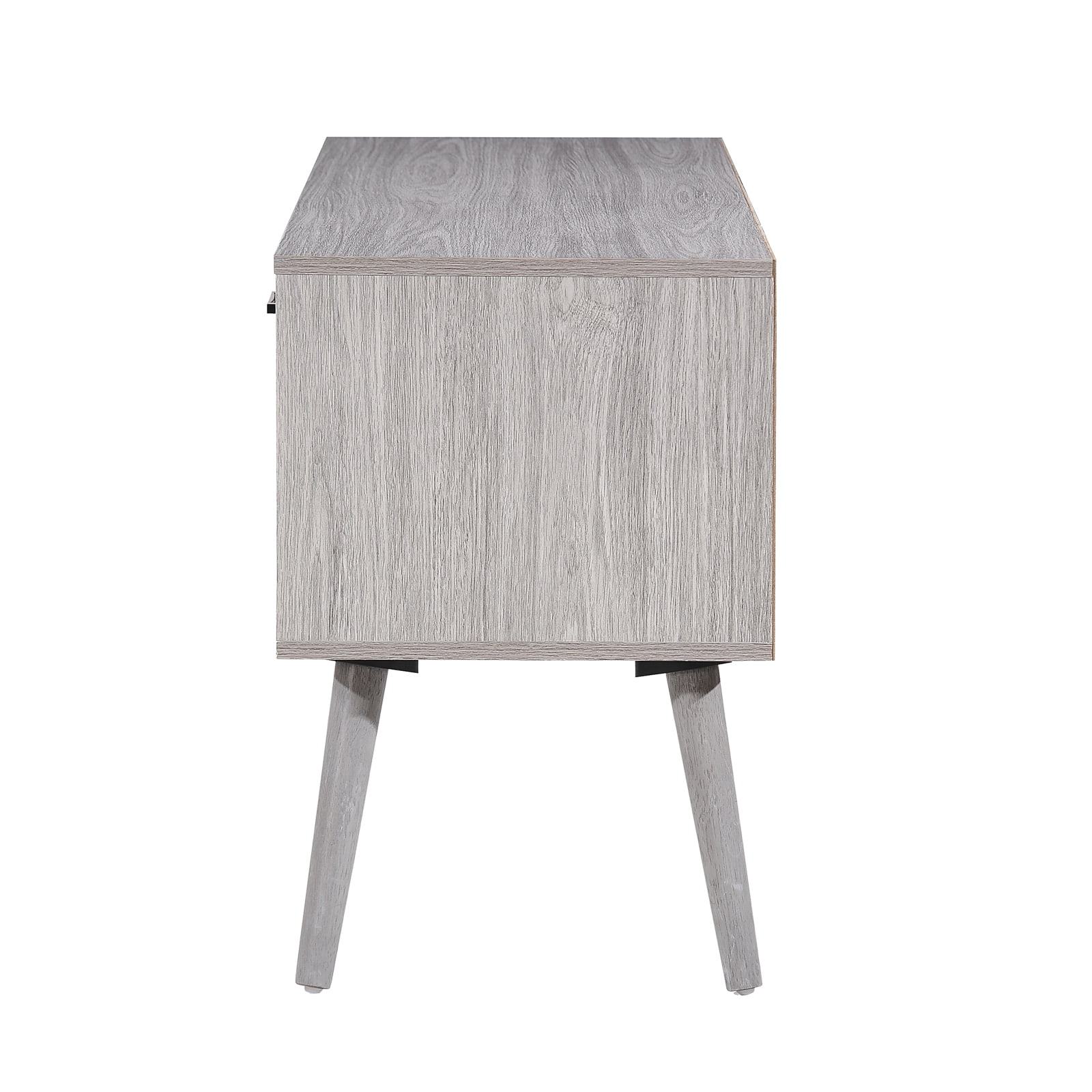 Kadyn Modern TV Stand, Mid Century TV Stand Console with 2 Cabinets & Shelves, Fiberboard TV Stand Console for Living Room, Plaid Grey Oak