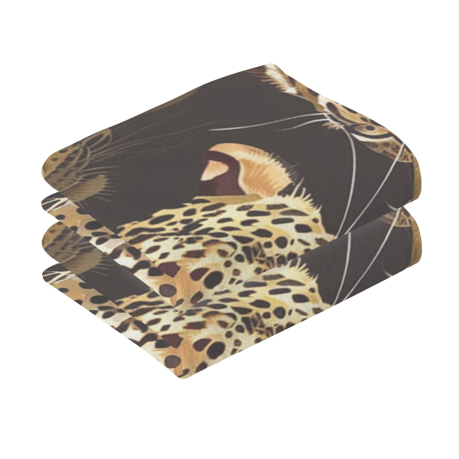 Leopards Hand Towels Cotton Bath Towels Large Face Towels Absorbent for Bathroom 2 Packs