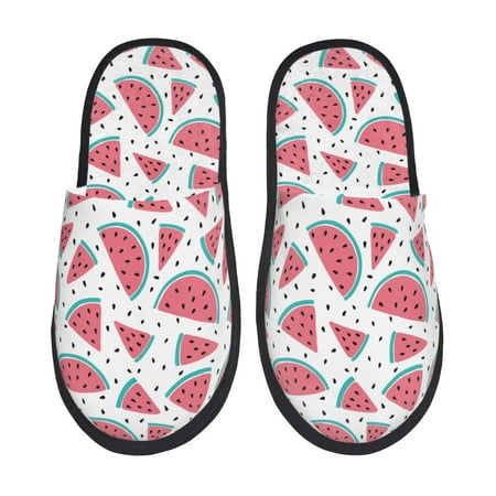 

Sigee Watermelon for Cozy Furry Slippers Super Soft Indoor and Outdoor Use Non-Slip Sole Slip On House Slippers-Large