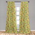thumbnail image 4 of Ambesonne Hippie Curtains, Piece Symbols Flowers Art, Pair of 28"x63", Mustard Apple Green, 4 of 4