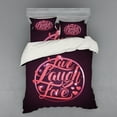 thumbnail image 2 of Ambesonne Live Laugh Love Bedding Set 3 Pcs, Vibrant Circle, Twin, Coral Plum White, 2 of 3
