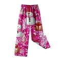 thumbnail image 2 of SonxaHe Little Girl's Pants Christmas Cartoon Print Fleece Warm Homewear Trousers Kids Flannel Soft Cozy Nightwear Pants Pink,Sized 6-7, 2 of 4