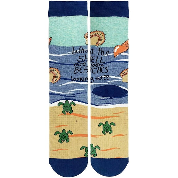 Women’s Sea Themed Novelty Crew Socks, Crazy Funny Cotton Dress Socks Gift - What The Shell