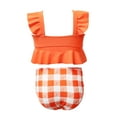 thumbnail image 4 of hoksml Swimsuit Toddler Baby Kids Girls Ruffles Print Two Piece Swimsuit Bathing Beach Swimwear Orange 152 Clearance, 4 of 9