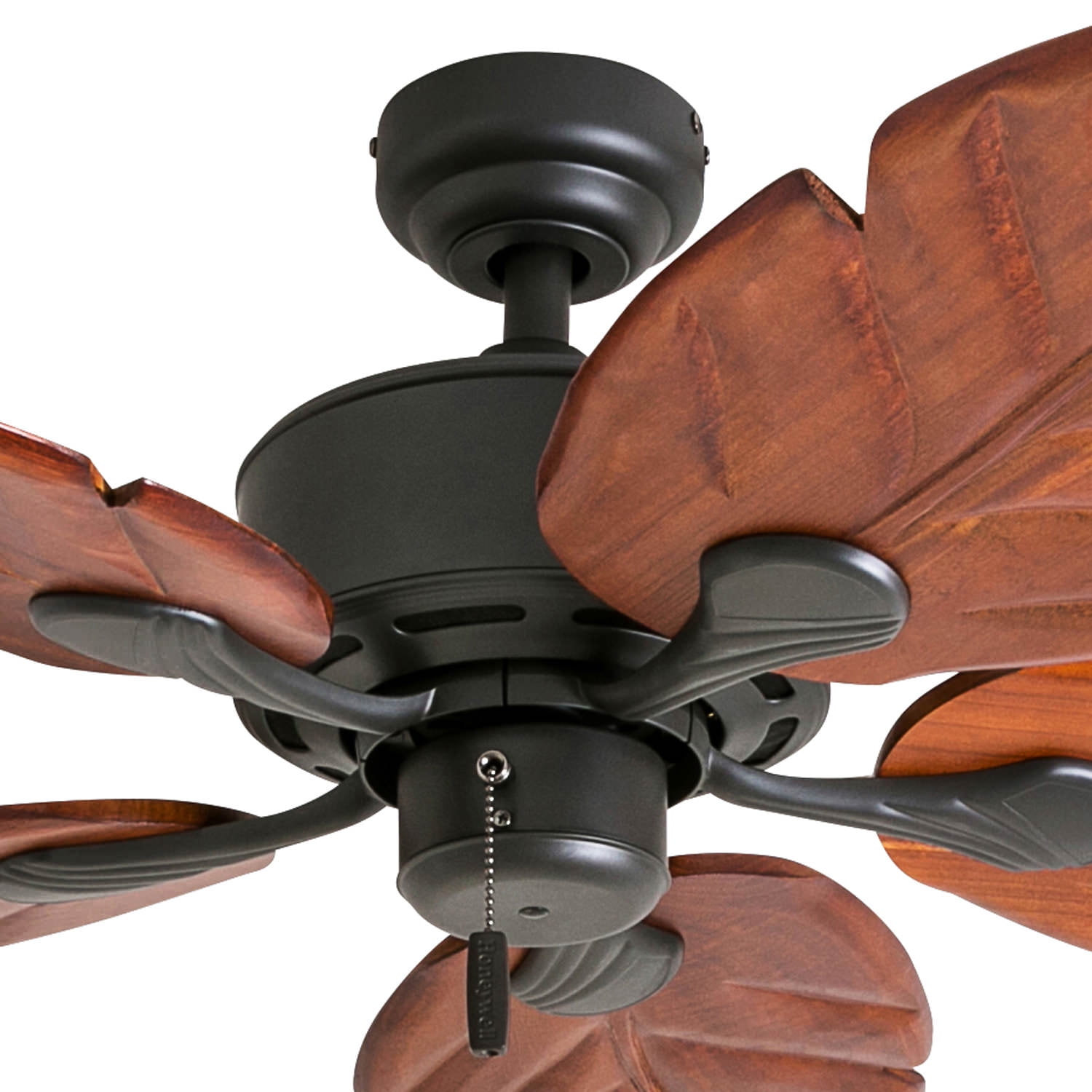 Prominence Home Willow View 52" Bronze Tropical Ceiling Fan with 5 Hand Carved Wood Blades, Pull Chain & Reverse Airflow