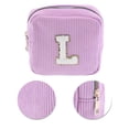 thumbnail image 4 of Unique Bargains 1 Pc Letter l Pattern Makeup Bag for Travel Pink Purple Corduroy, 4 of 6
