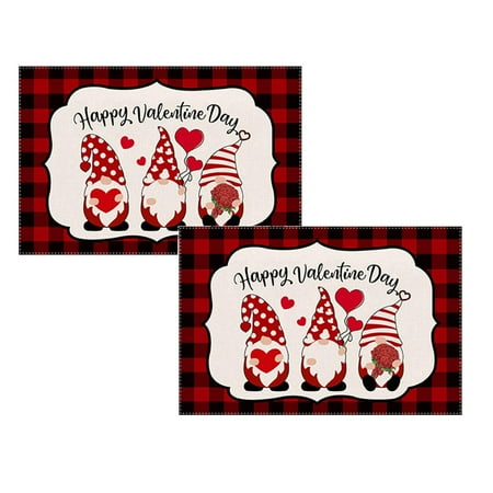 

Xubond Home Decor Valentine s Day Placemat Red Lattice Love Truck Pattern Western Tablecloth Banner Valentine s day Custom Banner