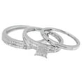 thumbnail image 2 of 0.30 Carat (ctw) Round White Diamond Men & Women's Micro Pave Engagement Ring Trio Bridal Set, 2 of 4
