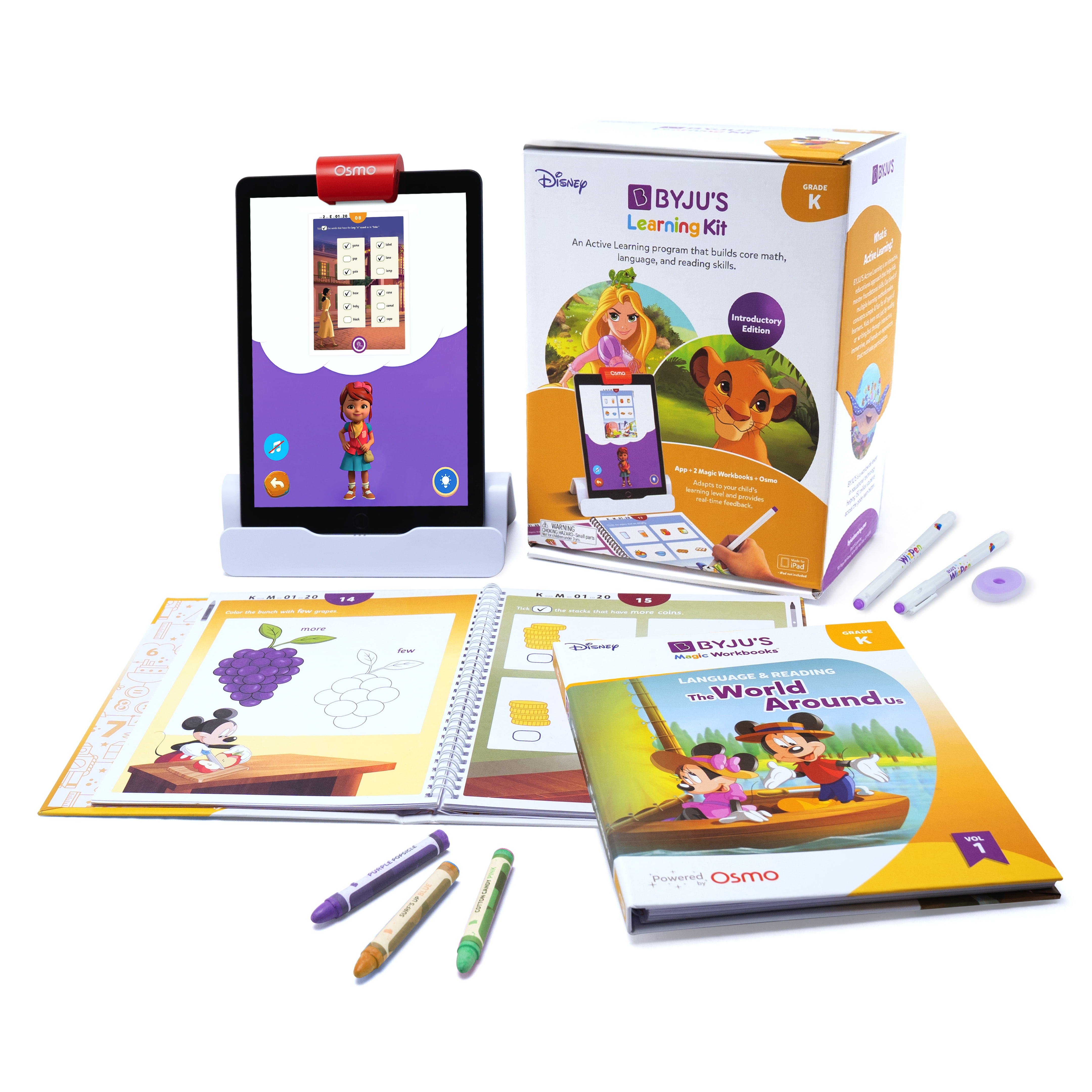 BYJUS Learning Kit: Disney, Grade K, Introductory Edition, Kindergarten Workbooks Age 5-6, Math Games, Puzzles, Phonics, Sight Words, Learning Toys, Kindergarten Games, Reading Workbooks, STEM Toys