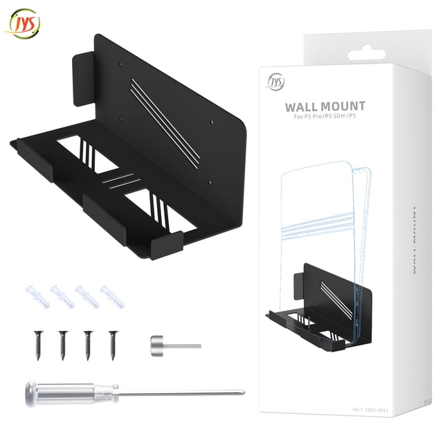 JYS Support Mural Universel pour PS5 Pro/PS5 Slim - Support de Console Robuste pour Tous les Modèles PlayStation 5 (Disque/numérique), Support de Rangement de Jeu Gain de Place