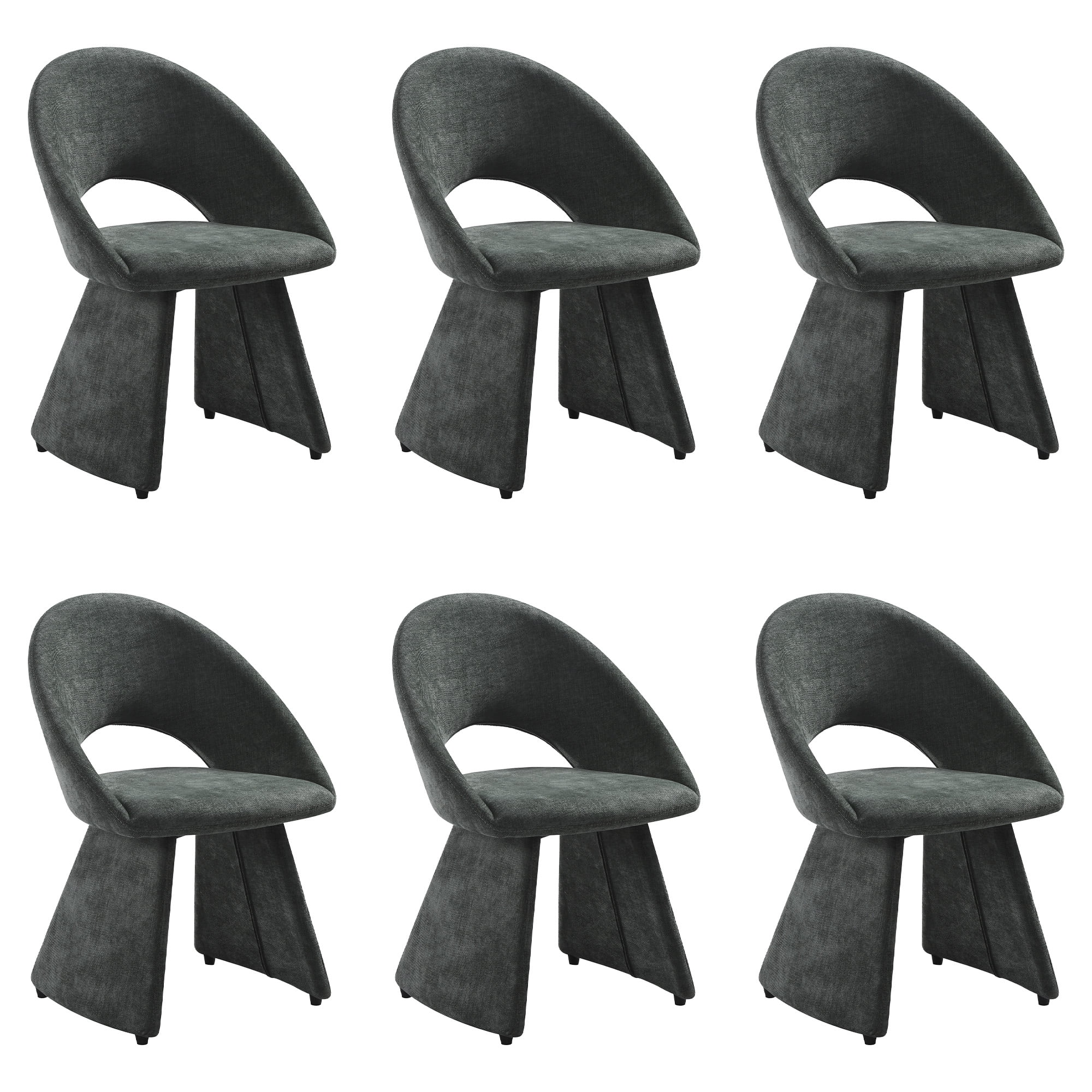 Angelina Modern Curved Back Forest Green Upholstered Dining Chair - Set of 6