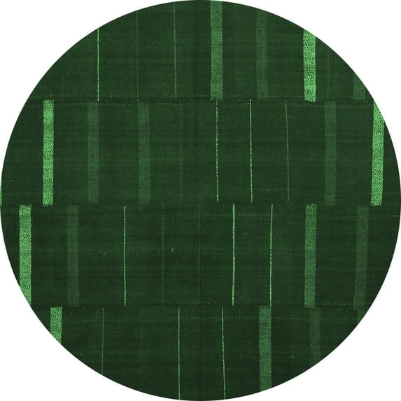 Ahgly Company Machine Washable Indoor Round Abstract Emerald Green Contemporary Area Rugs, 7' Round