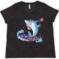 thumbnail image 3 of Inktastic Fourth of July Shark Surfing Women's Plus Size T-Shirt, 3 of 5