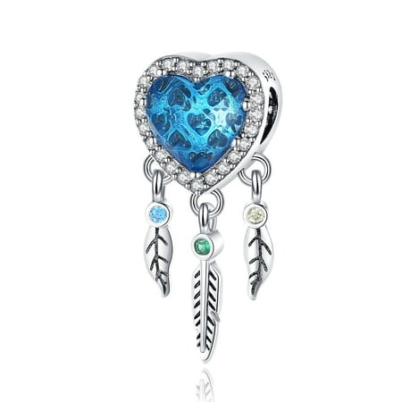 925 Sterling Silver Charm Bracelets Heart Stone Dreamcatcher Dangle Charms Women Bracelet Charm