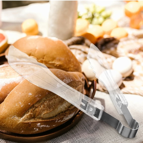 NUOLUX Transparent Handle Stainless Steel Tongs for Kitchen Baking Grilling
