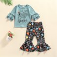 thumbnail image 2 of Diconna Girl?s Letter Long Sleeve Tops and Skeleton Print Trumpet Pants Set, 2 of 8