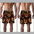 thumbnail image 3 of luoweisi Men's Beach Shorts Quick Dry Swim Trunks with Mesh Lining Halloween Pumpkin L, 3 of 5