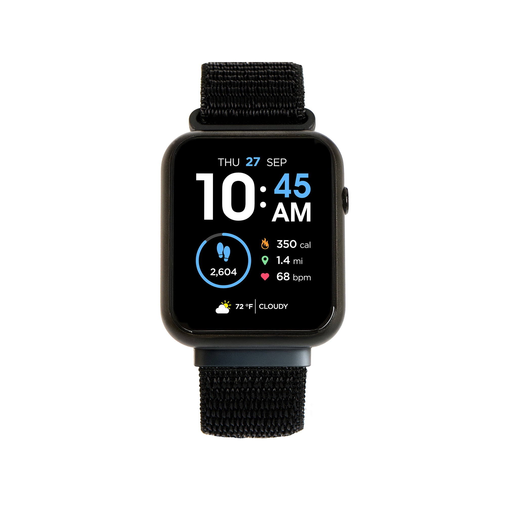 iTech Fusion 3 Unisex Adult Rectangular Smart Watch, Black, Stretch Sports Band