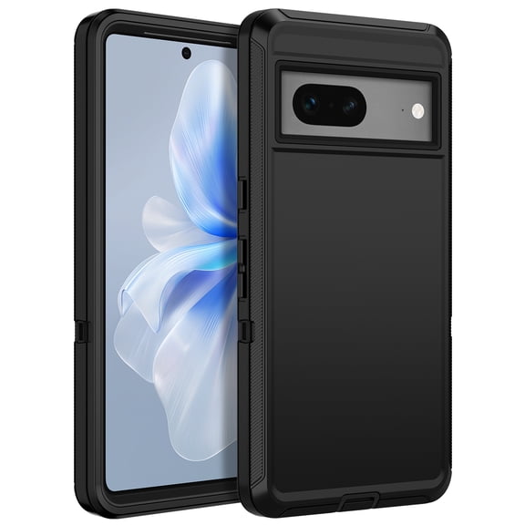 I-HONVA Compatible with Google Pixel 7 Case,3-Layer Military Grade Drop Protection Anti-Slip Bumper Rugged Shockproof Dustproof Protection Phone Case,Black