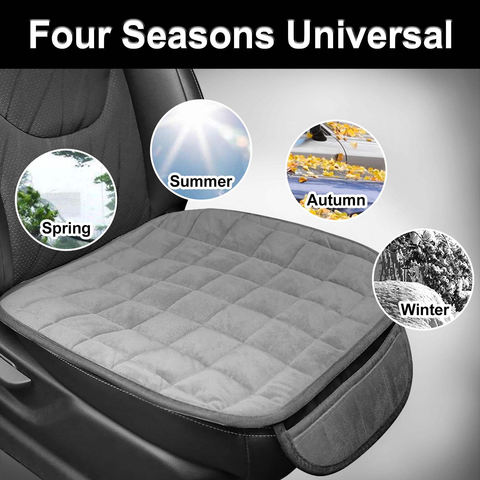 Unique Bargains Universal Plush Car Front Rear Seat Cushion Cover Pad Set of 2 Gray