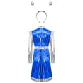 thumbnail image 4 of TiaoBug Kids Girls Alien Outerspace Dress-up Metallic Robot A Line Dress with Feeler Headband Royal Blue 16, 4 of 7