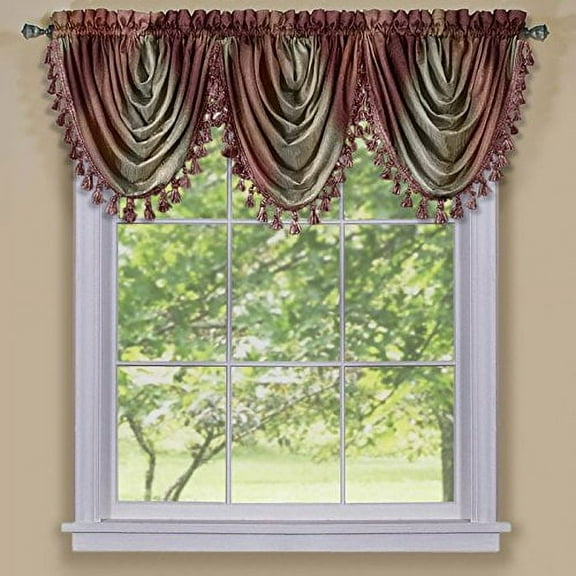 Park Avenue Collection Ombre Waterfall Valance - Burgundy