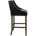 thumbnail image 3 of Carmel Series 30" High Transitional Walnut Barstool with Accent Nail Trim in Black Leather, 3 of 9