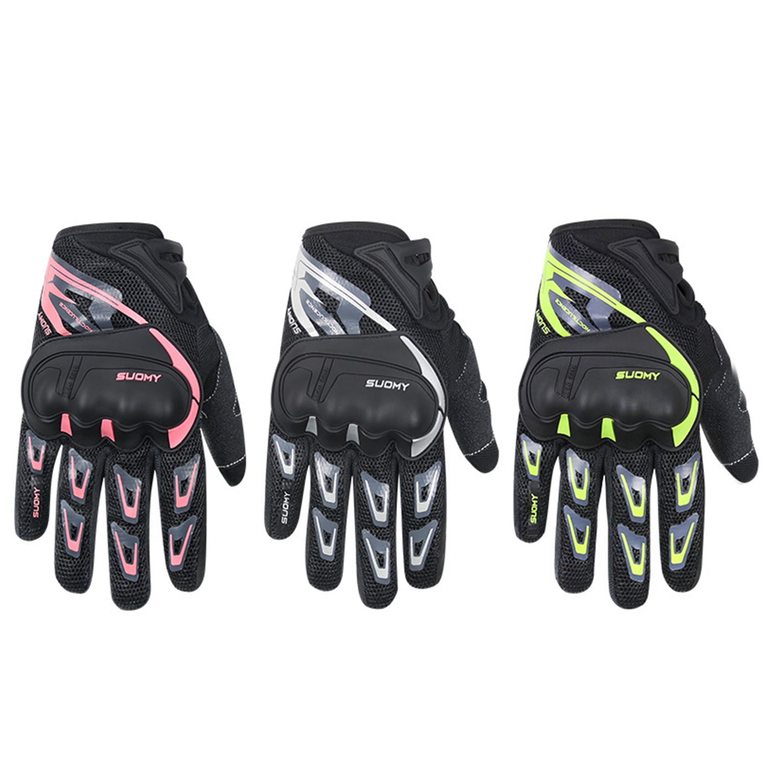 SapphireShack Motocycle Gloves With Reflective, Motorcycle Gloves for Summer, Hard Shell Breathable Lightweight Motorcyle Gloves, Touchscreen Motorcycle Riding Gloves for Road Racing(Green,M,1 Pairs)