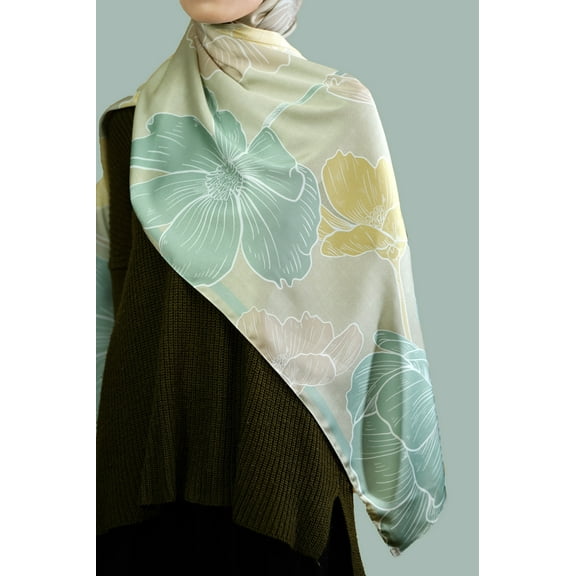 Rectangular Scarf: Bloom in Verde