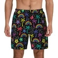 thumbnail image 2 of Goofa Colorful Palms Printed Men's Swim Trunks Board Shorts Quick Dry Mens Swimming Trunks with Compression Liner,Breathable Fit Hawaii Beach Shorts-, 2 of 9