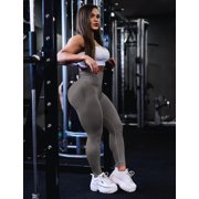 A AGROSTE Scrunch Butt Lifting Seamless Leggings Booty High Waisted Workout Yoga Pants Anti-Cellulite Scrunch Pants HempGrey-L