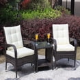 thumbnail image 2 of Hommoo 3-Piece Patio Conversation Furniture set, Wicker Rattan Outdoor Chairs Set with Cushion, Brown and Beige, 2 of 7