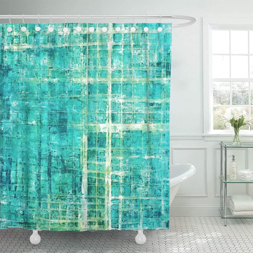 KSADK Watercolor Grunge Abstract Aged Gray Green Blue White Cyan Shower