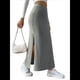 thumbnail image 3 of Faldas Tubo de Punto Ajustadas para Mujer, Falda Midi de Cintura Alta con Abertura Elástica Gris XL, 3 of 7