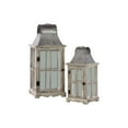 thumbnail image 1 of Wooden Lantern With Metal Top And Ring Handle, Set Of 2, Natural Brown, 1 of 1