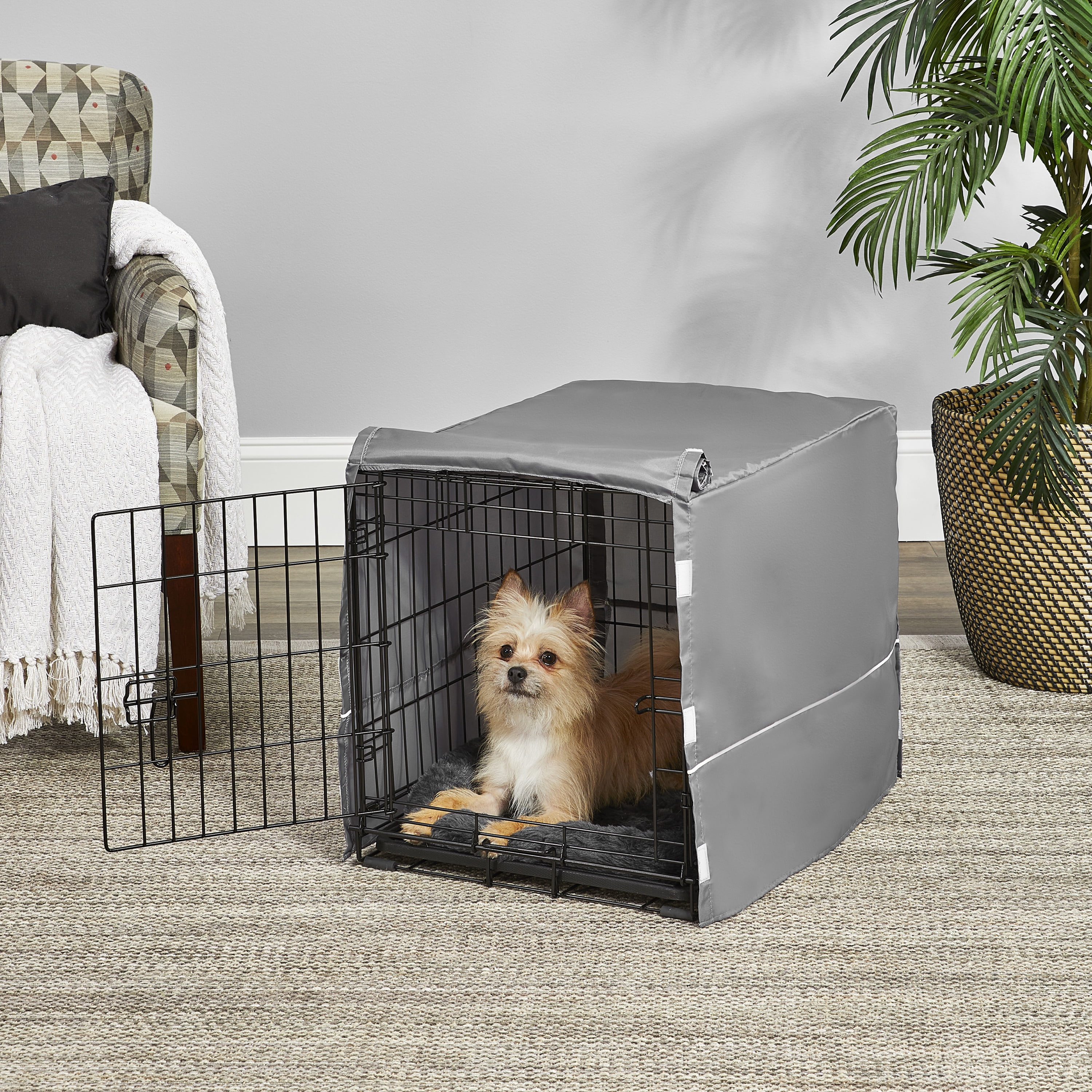 MidWest Homes for Pets New World Comfort Kit, Matching Dog Crate Cover & Bed, Fits 22’’ Crate, Gray