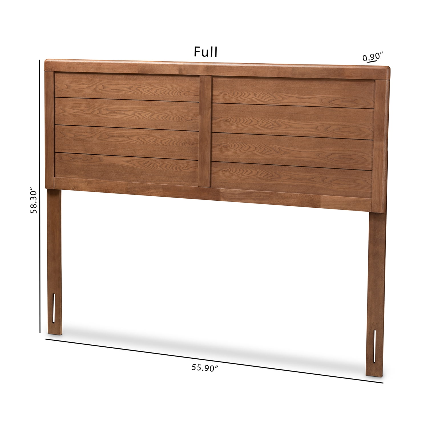 Homestock Modern Muse Walnut Brown Finished Wood Queen Size Headboard, Wooden Headboard, Predrilled Holes, Bedroom Funiture, 61.2"W X 58.3"H