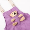 thumbnail image 4 of KIDSCOOL SPACE Girls Denim Overalls Dress,Cute Bear Simple Design Summer Colored Jumpsuit Dress and Set,Purple,9-10 Years, 4 of 6