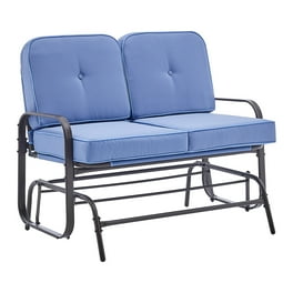 Mainstays belden park outdoor loveseat glider with cushion sale