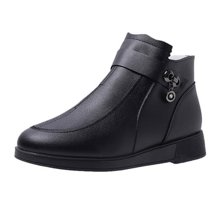 

Entyinea Wedge Boots for Women Waterproof Leather & Suede Winter Boots Black 38